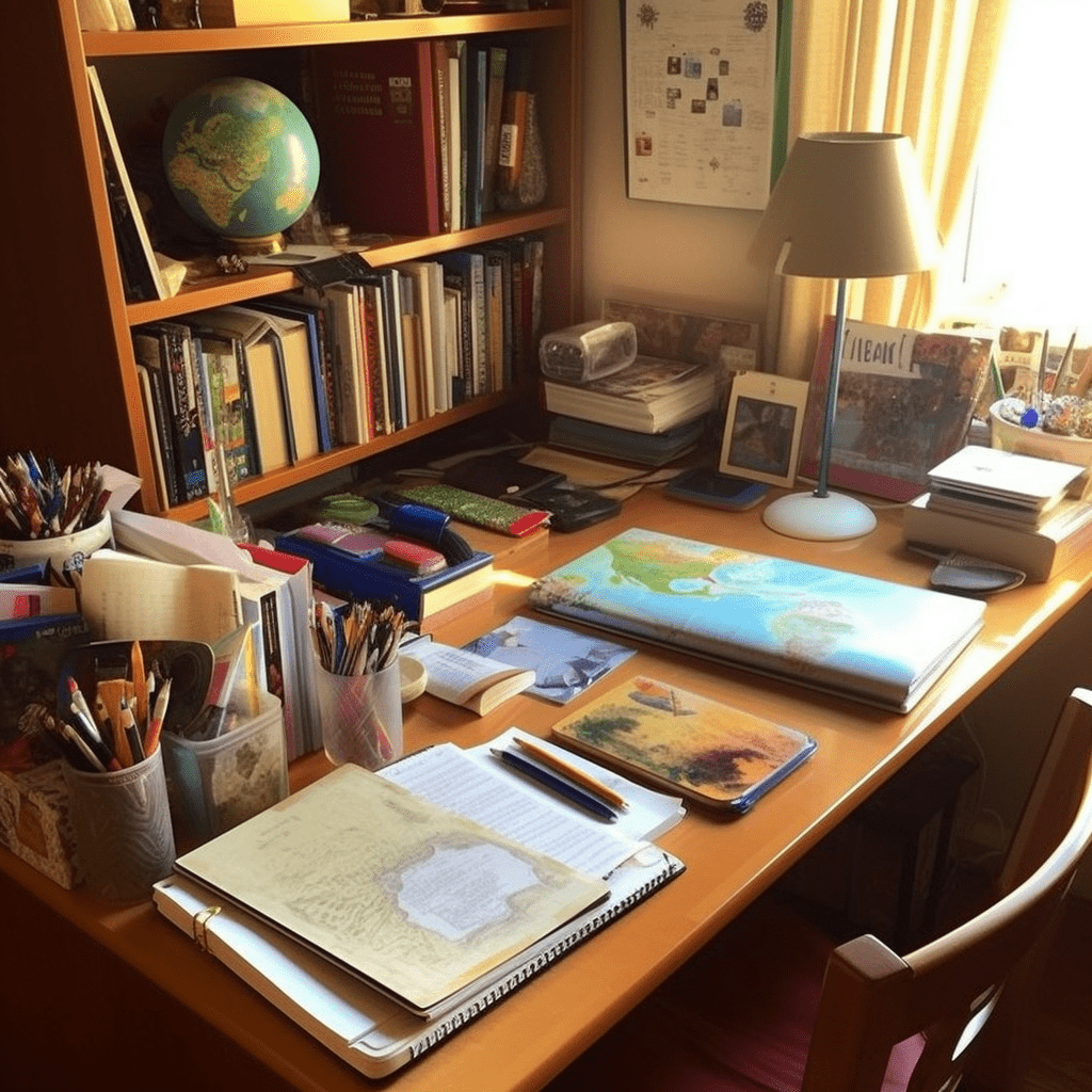 Study materials arranged strategically for focused and efficient learning