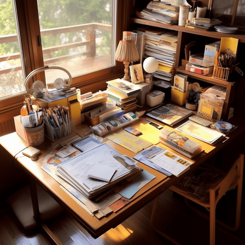 Organized Study tables with organized materials