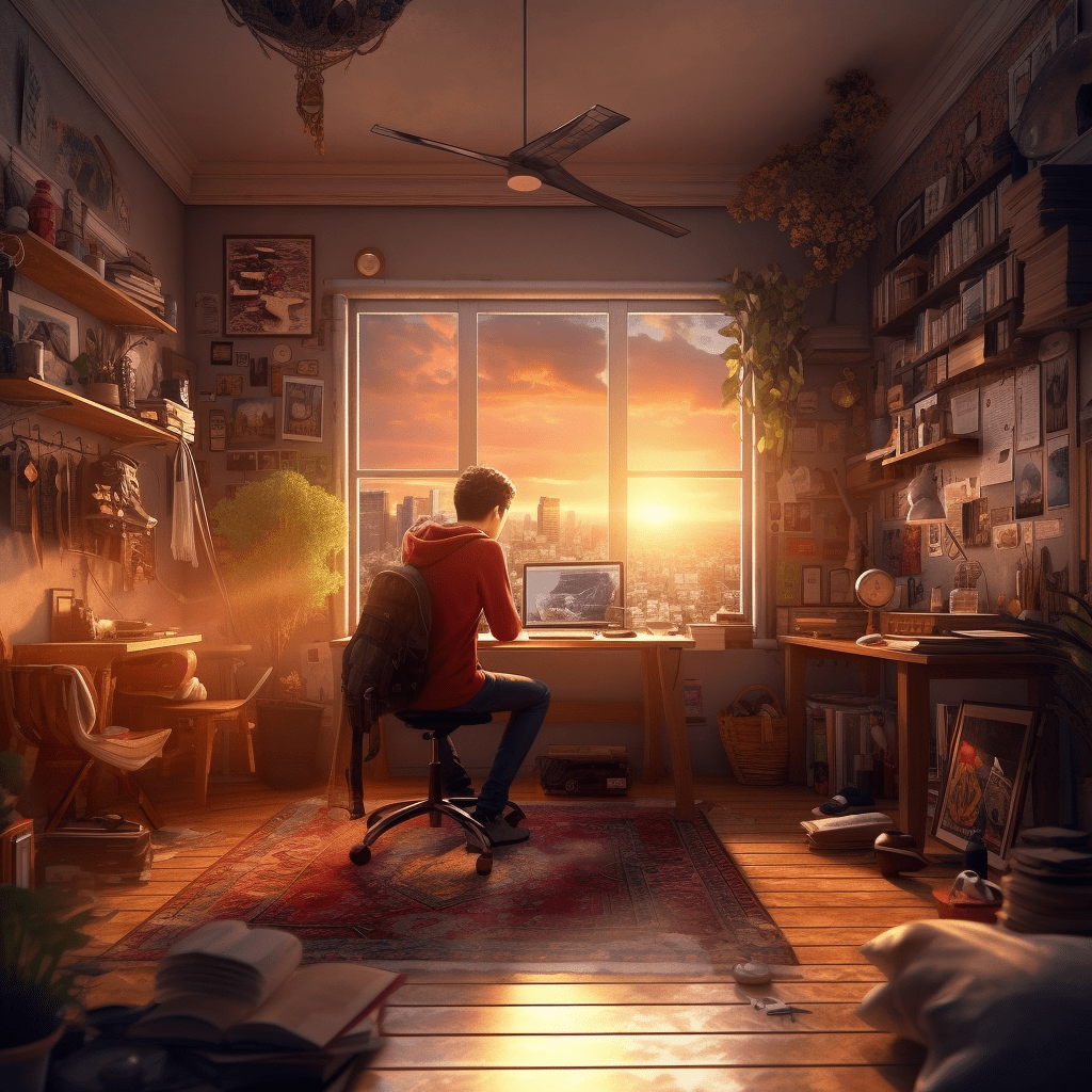 Student on personal study space 